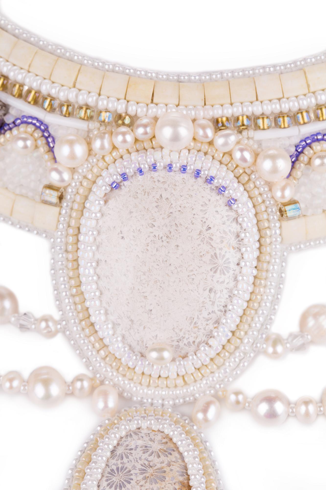 Embroidered bridal cuff with pearl accents